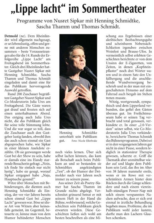 LZ: LIPPE LACHT #14 mit Henning Schmidtke, Sascha Thamm, Thomas Schmidt. Moderation: Nusret Sipkar & Julia Ures
